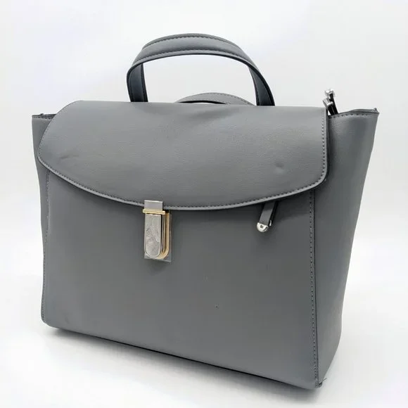 ALFANI mixed metal faux-leather women's backpack crossbody bag - GREY - Picture 4 of 9